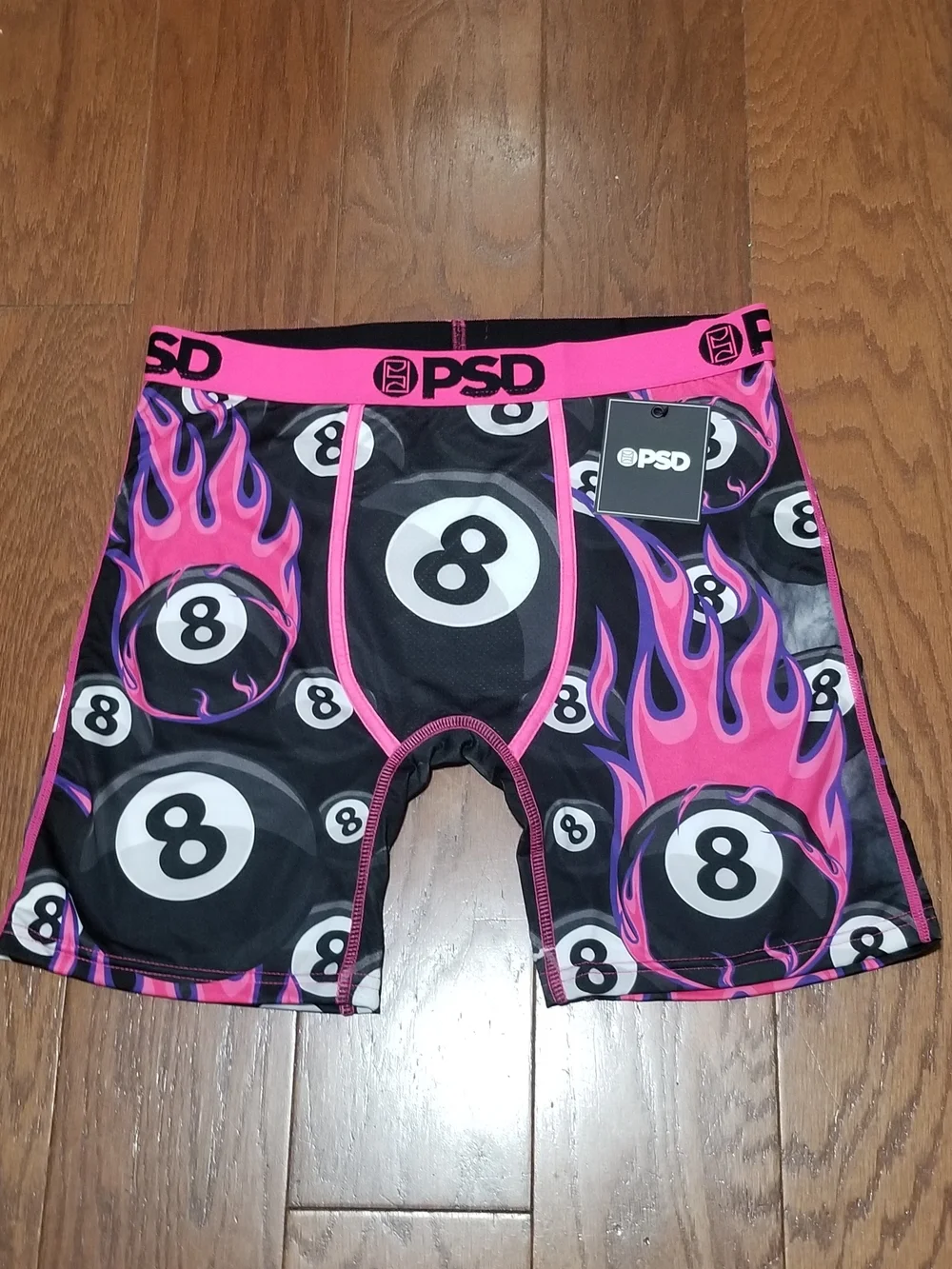 NEW! PSD Men’s Pink & Black 8-Ball Flame Boxer Briefs sz Medium NWT